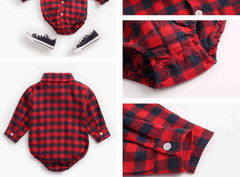 Boys Plaid Check Shirt - Red & Black.