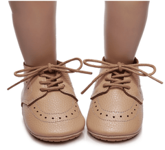 Baby Oxford Brogues - Handmade Genuine Leather Oxford Baby Shoes, Camel.