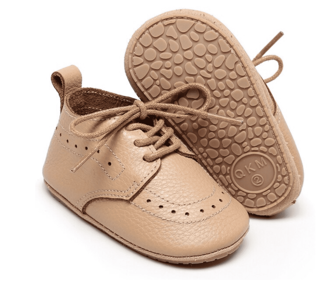 Baby Oxford Brogues - Handmade Genuine Leather Oxford Baby Shoes, Camel.