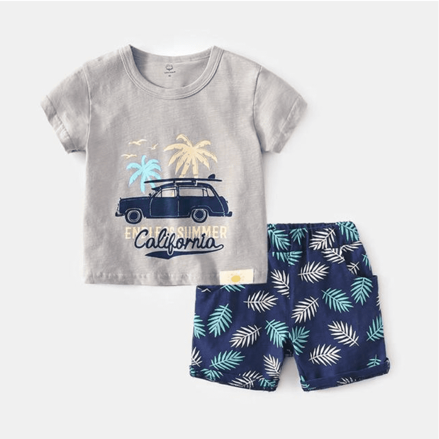 California - Boys Cotton Printed T-Shirt & Shorts Set.