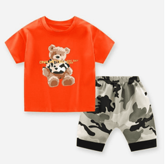 Teddy Bear Camo - Boys Cotton Printed T-Shirt & Shorts Set.