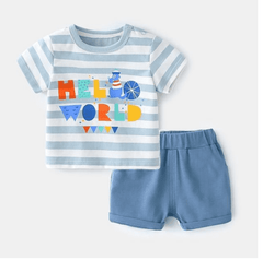 Hello World - Boys Cotton Printed T-Shirt & Shorts Set.