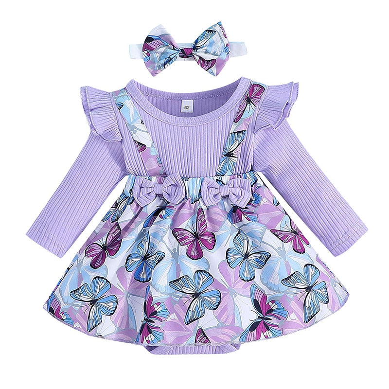 Baby Girl Clothing Set - Purple Butterfly Romper Dress