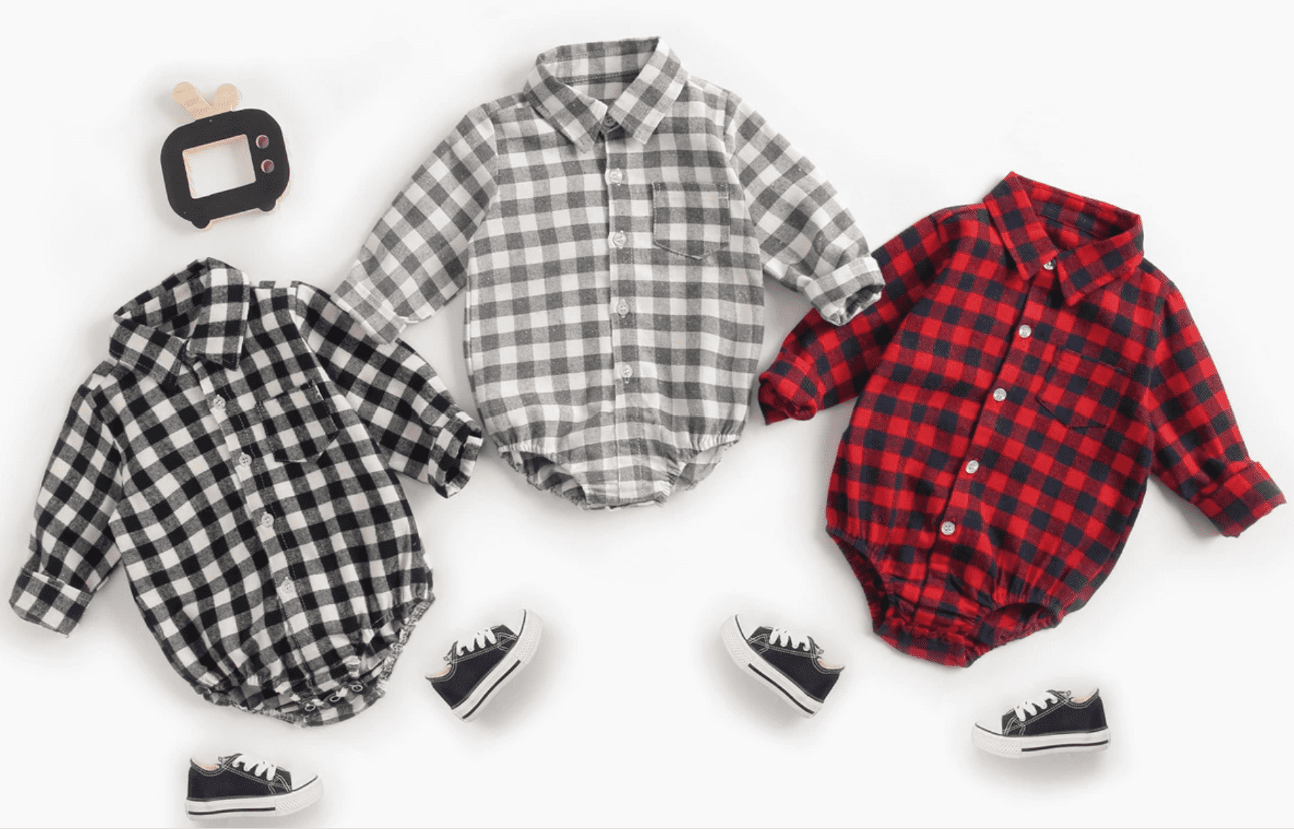 Boys Plaid Check Shirt - Red & Black.