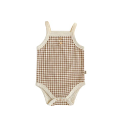 Kimmy - Summer Onesie , Gingham Bodysuit Onesie