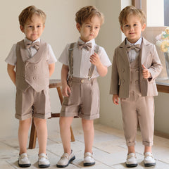 British Style Boys Wedding Suit - Beige & White