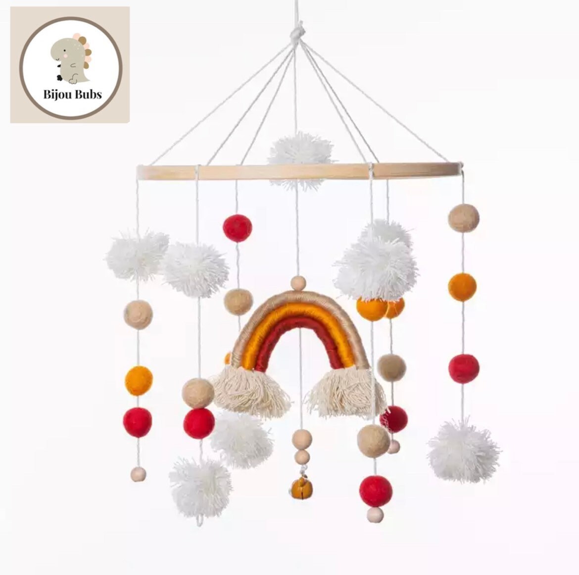 Felt Rainbow Mobile, Neutral Baby Mobile, Nursery Mobile, Cot Mobile, Nursery Decor, Baby Cot Mobile, Neutral Baby Nursery Decor.