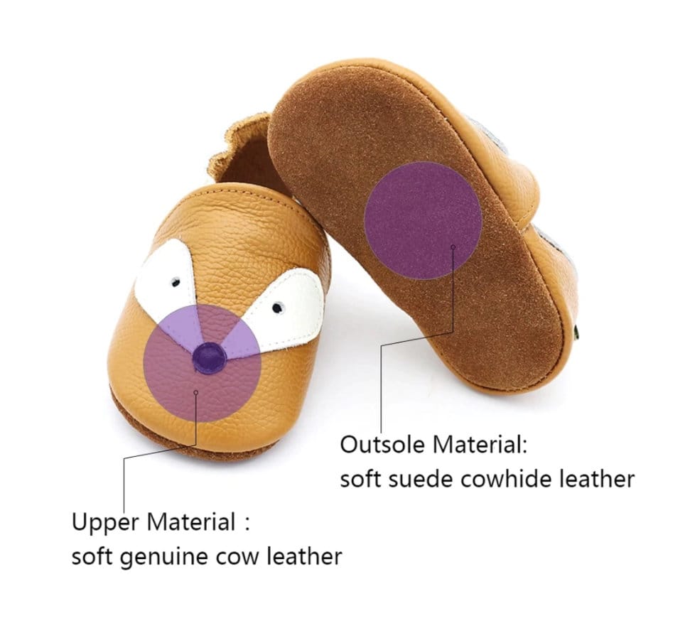 Cute Fox Booties in Genuine Leather-
 Welcome! We are really happy to see you looking in our shop. These are super comfortable and adorable hand made shoes - perfect for your special little someone.0-6-Bijou Bubs