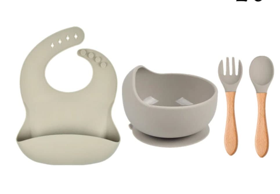 Personalised Baby Silicone Feeding Set, Personalised Spoon and Fork Se-Our made to order personalised baby feeding set, with spoon and fork sets are perfect gifts for little babies and toddlers and ideal for teaching them how to eat on -Bijou Bubs