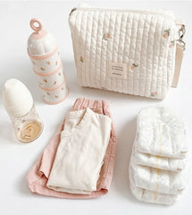 Stylish Small Quilted and Embroidered Pram/ Stroller Nappy/Diaper Bag-Happy baby, happy mummy!
Make your outings with your baby easy and nappy changing an enjoyable experience .
Get organised with this stunning quilted baby bag for you-Bijou Bubs