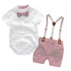 Byron Set - Baby Boy Gentleman Romper Suit with Bowtie Set in Newborn to 24 months.