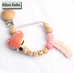 Felt Fox - Personalised Baby Dummy Clip-
 Thank you for visiting my shop!Our adorable pacifier clips are made up of high quality food grade silicone beads that are:&gt;&gt; BPA, Phthalates, Cadmium, Lead, -Bijou Bubs