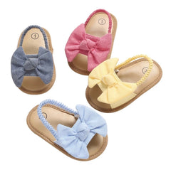 Maria - Baby Girl Cotton Bow Sandals-
 Welcome! Thanks for looking in our shop and viewing these beautiful baby shoes.Our high quality first walker shoes are durable, breathable &amp; super cute on baby-Bijou Bubs