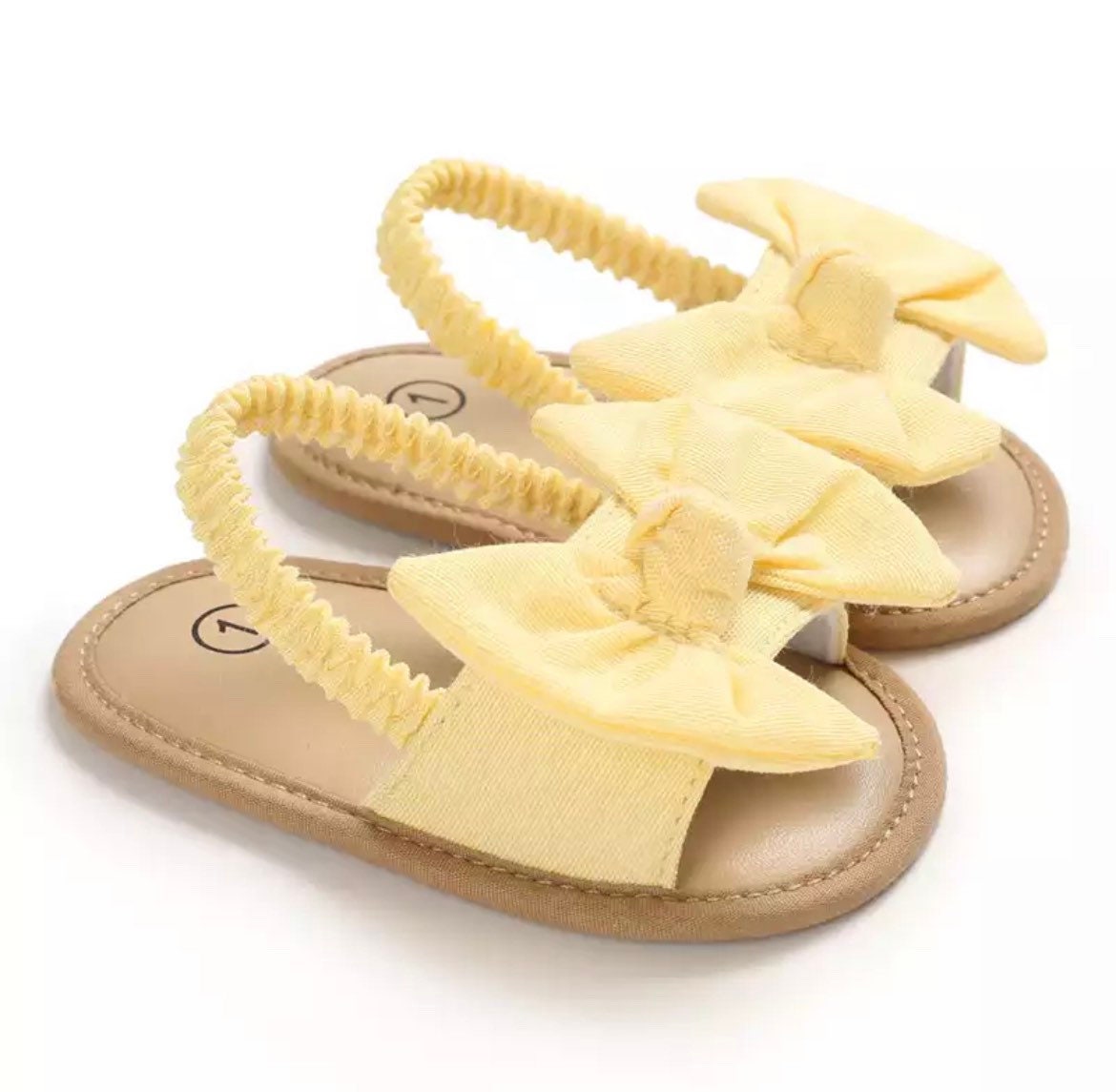 Maria - Baby Girl Cotton Bow Sandals-
 Welcome! Thanks for looking in our shop and viewing these beautiful baby shoes.Our high quality first walker shoes are durable, breathable &amp; super cute on baby-Bijou Bubs