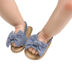 Maria - Baby Girl Cotton Bow Sandals-
 Welcome! Thanks for looking in our shop and viewing these beautiful baby shoes.Our high quality first walker shoes are durable, breathable &amp; super cute on baby-Bijou Bubs