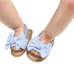 Maria - Baby Girl Cotton Bow Sandals-
 Welcome! Thanks for looking in our shop and viewing these beautiful baby shoes.Our high quality first walker shoes are durable, breathable &amp; super cute on baby-Bijou Bubs