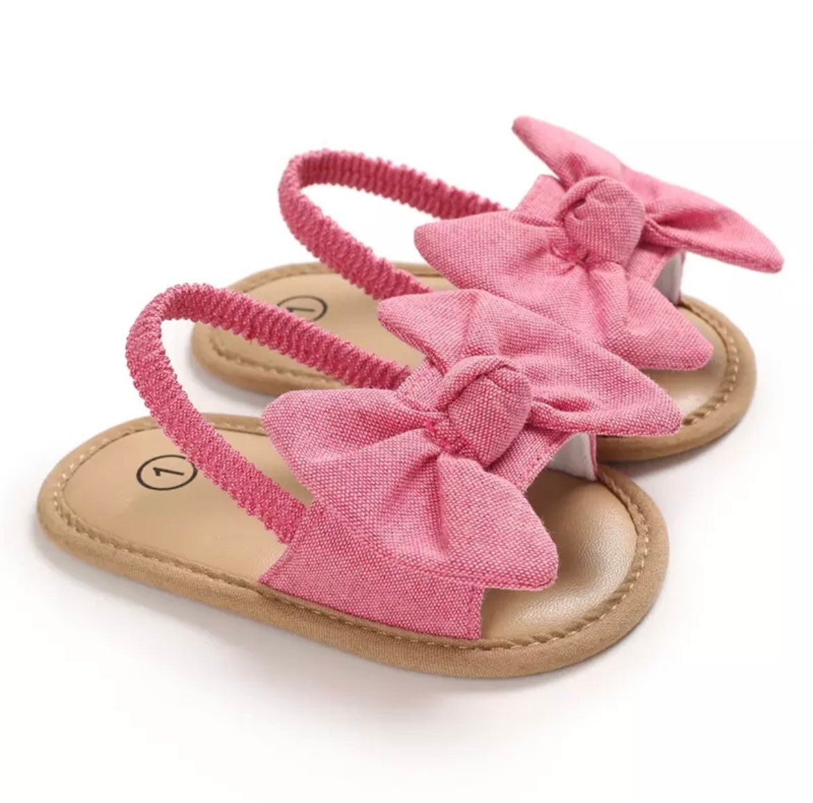 Maria - Baby Girl Cotton Bow Sandals-
 Welcome! Thanks for looking in our shop and viewing these beautiful baby shoes.Our high quality first walker shoes are durable, breathable &amp; super cute on baby-Bijou Bubs