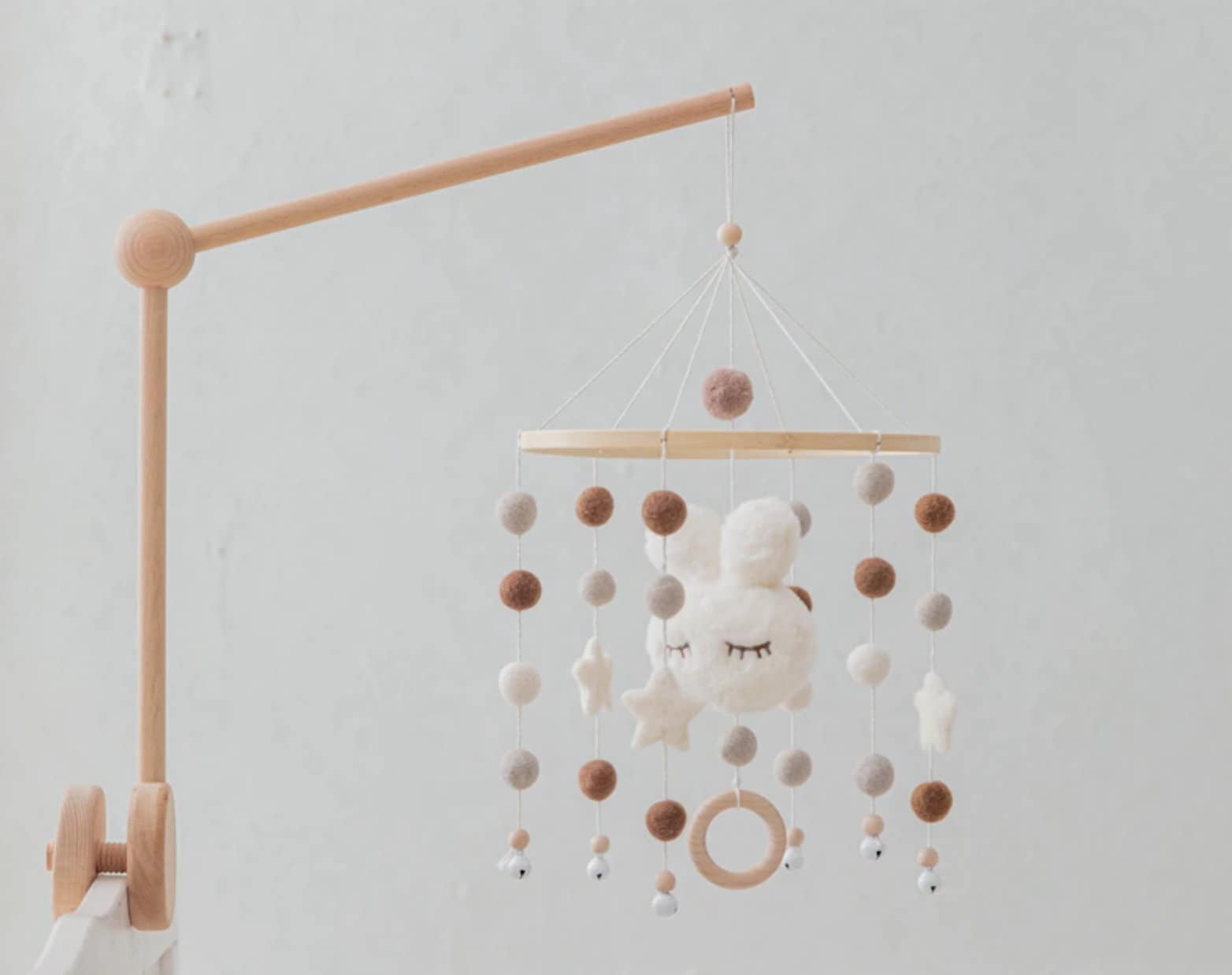 Felt Cloud  Neutral Baby Mobile for Nursery.