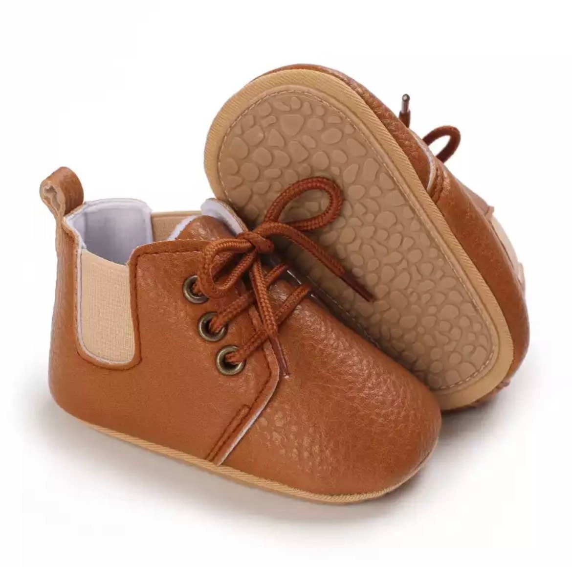 Sparrow Boots - Handmade Baby Boots with Elastic sides and lace ups-Handmade High Quality Leather Baby Shoes, Breathable Upper, First Walker Baby Shoes , Anti-Slip, Baby Shower,  Unisex Baby Shoes.
Welcome! Thanks for looking in our -Bijou Bubs