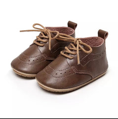 Baby Oxford Brogues - Handmade Genuine Leather Baby Shoes, Tan.