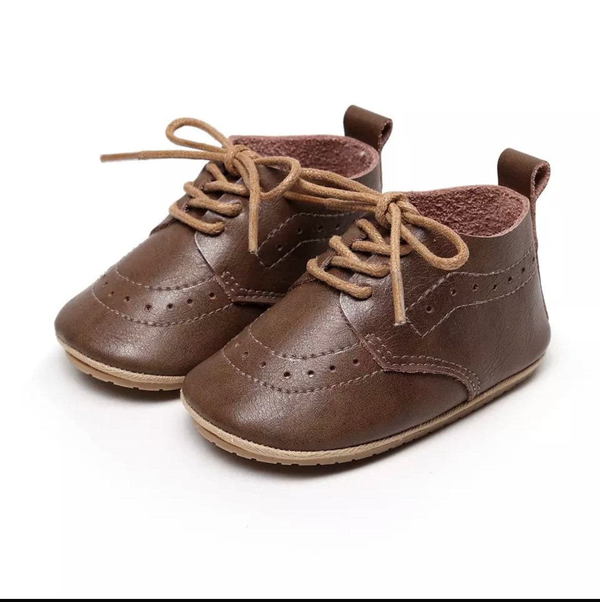 Baby Oxford Brogues - Handmade Genuine Leather Baby Shoes, Chocolate Brown.