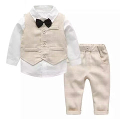 Monaco - Toddler Boys Linen Look Suit Set with Bow tie.