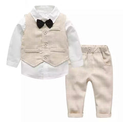 Monaco - Baby Boy Linen Look Suit Set, Blue.
