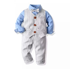 Monaco - Baby Boy Linen Look Suit Set, Blue.