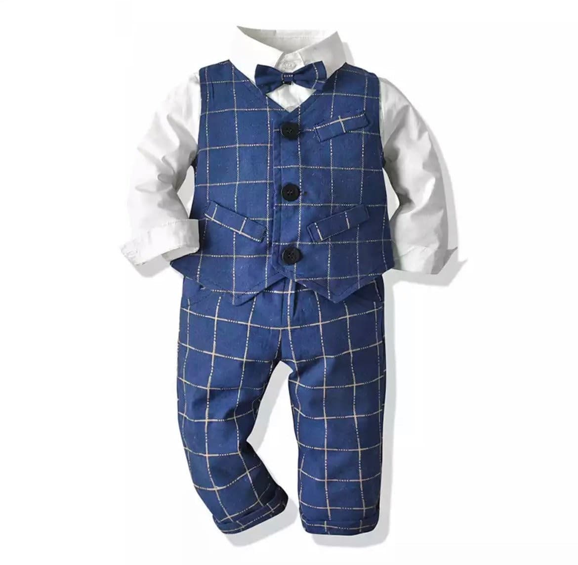 Monaco - Toddler Boys Linen Look Suit Set with Bow tie.