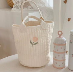 Quilted Baby Bag, Stylish Diaper Bucket  bag, Small Baby Diaper Bag , -Get your baby life more organised with stylish quilted nappy bag.
After all happy baby means a happy mummy! 
Have all your baby essentials neatly in one organised sp-Bijou Bubs