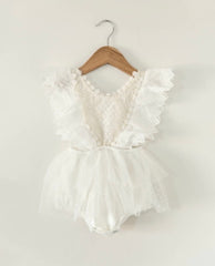 Tallulah - White Embroidered Lace Romper.