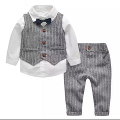 Monaco - Toddler Boys Linen Look Suit Set with Bow tie.