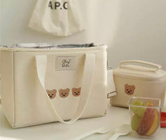 Insulated Carry Bag for Baby Food and Milk with Bear Embroidery.