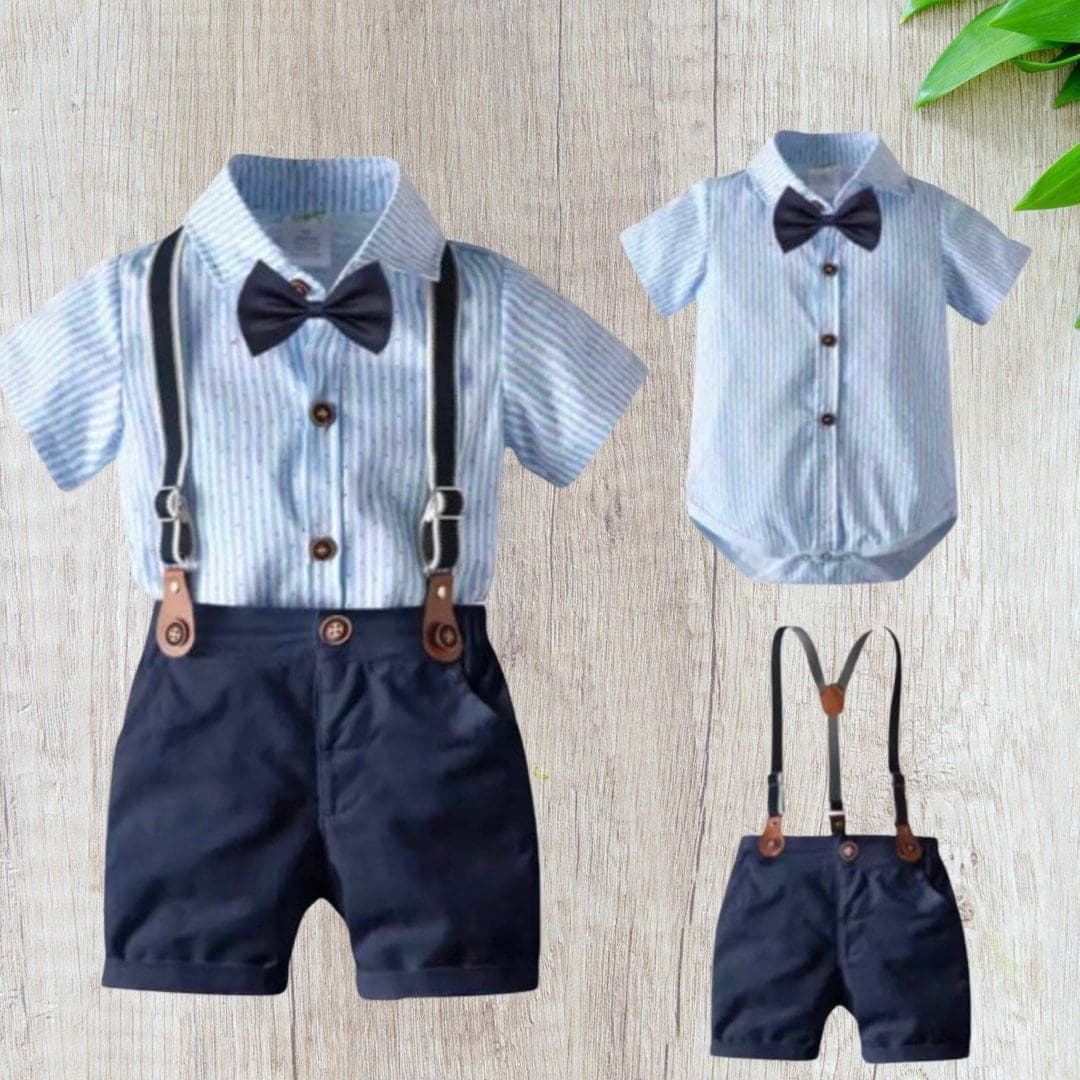 Fraser - Baby Boy Cotton Suit Set with Bow tie-This outfit is designed for a little Gentlemen.This will dress up your little baby boy to look special for many / any occasions - well made and so cute on!This is tr-Bijou Bubs