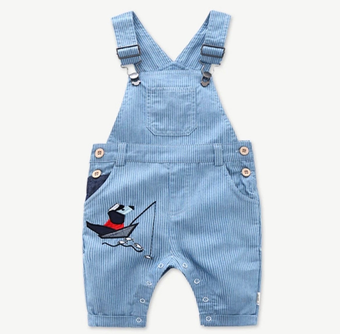 Yacht - Baby Boy Denim Overalls & Sailing Boat Romper Set.