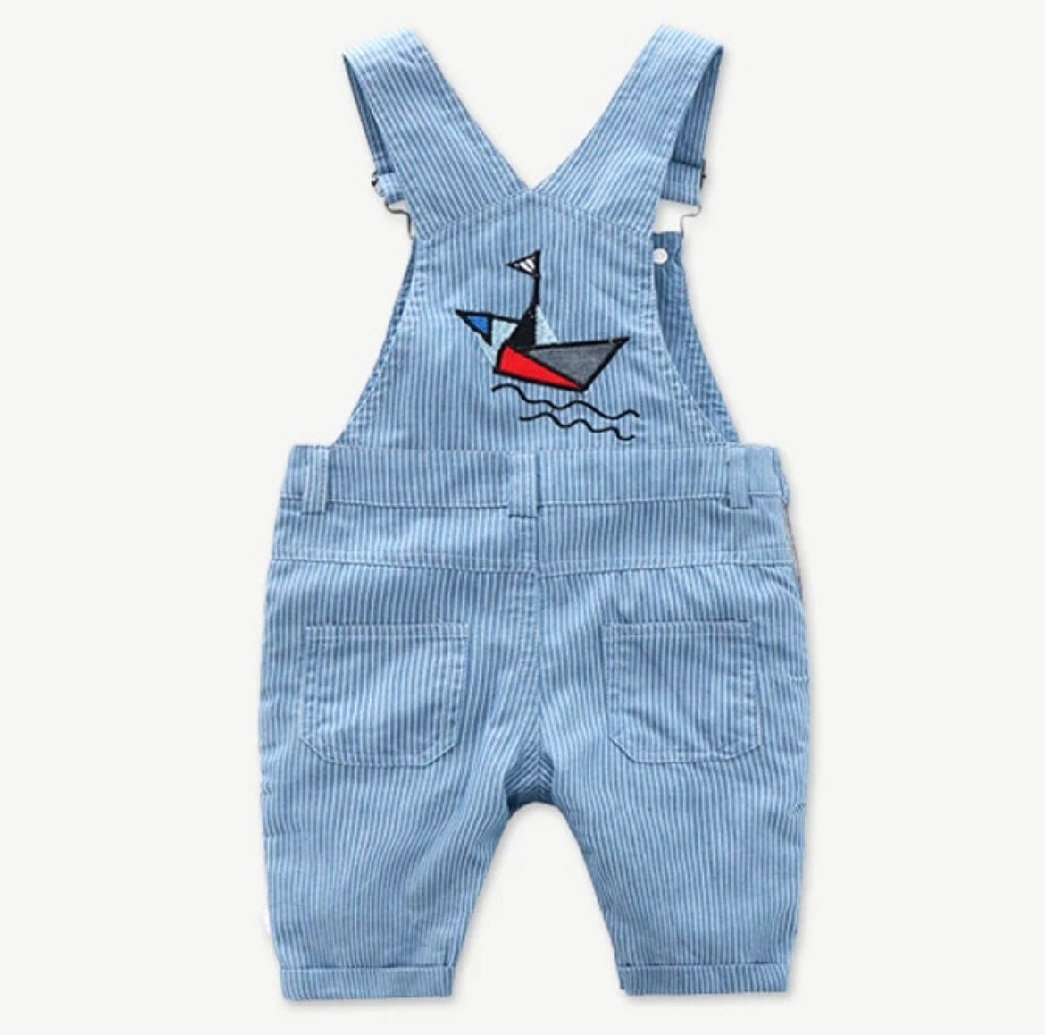 Yacht - Baby Boy Denim Overalls & Sailing Boat Romper Set.