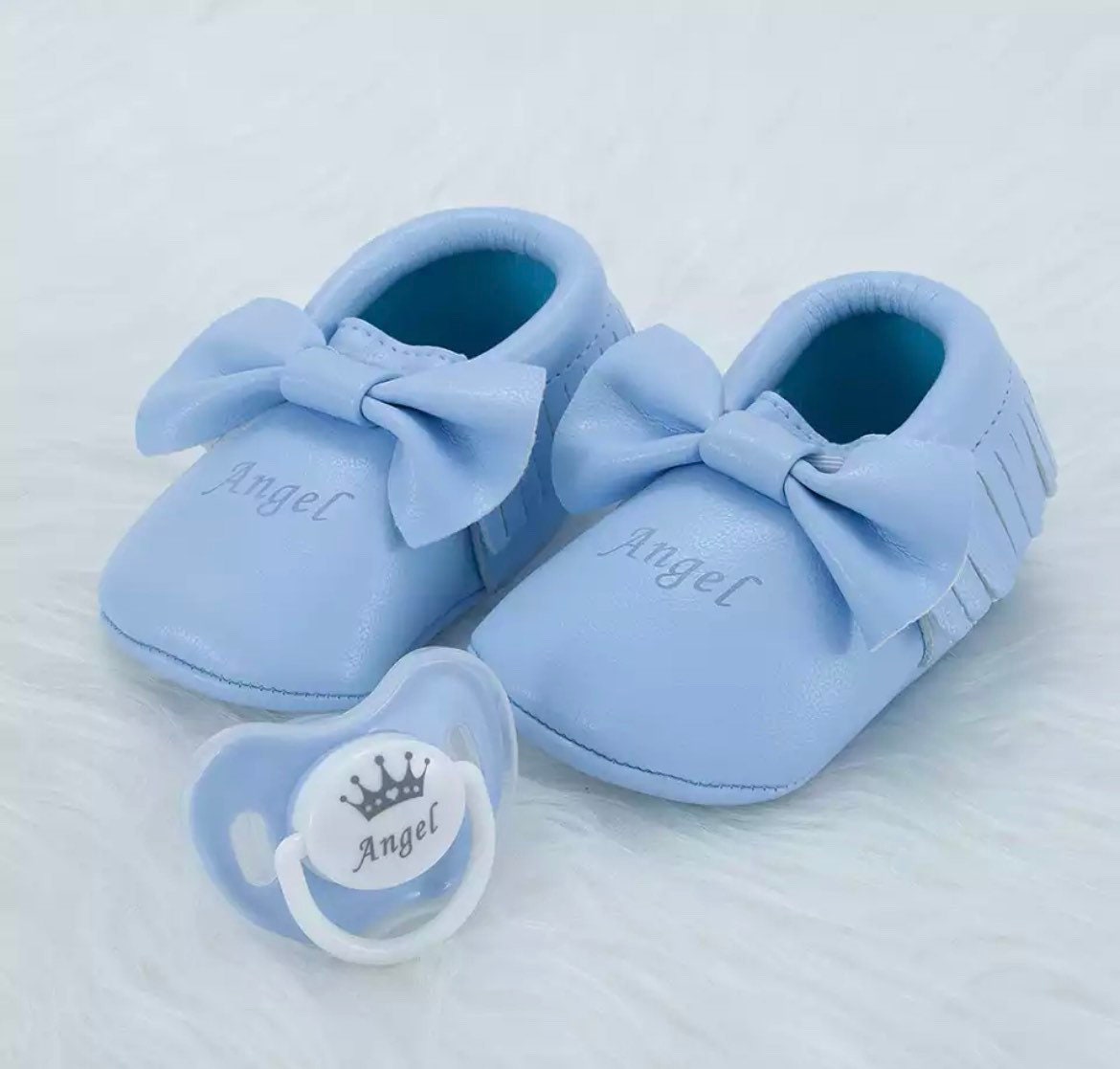 Newborn Baby Gift , Handmade Custom Pacifier, Personalised Baby Gift ,-
 CUSTOMIZATION - this is a handmade item, you can request any colour or name on shoes and pacifier.You can add any name on the pacifier and a name.Please write exac-Bijou Bubs
