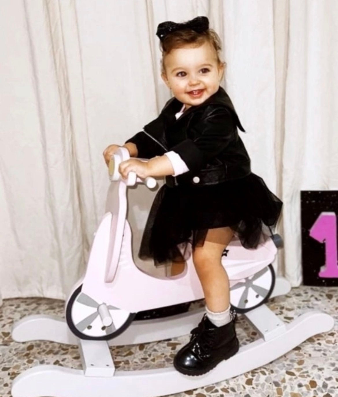 Black Rocker Tutu Dress with Leather Jacket in size 9 months to 5 years.