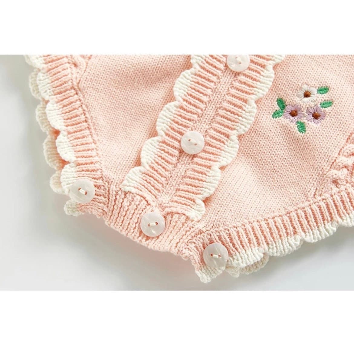 Emmaline Baby Girls Embroidered Cardigan Romper.