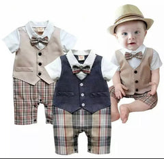 Baby Boy Gentleman Romper Suit with Bowtie.