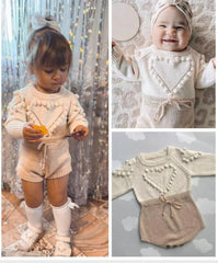 Stella - Baby Girl Knitted Heart Romper , size Newborn - 18 months.