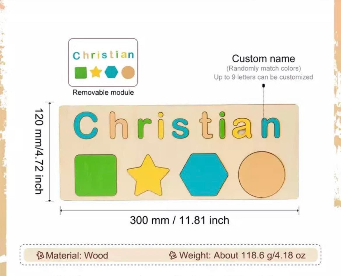 Wooden Name Puzzle Toy  - personalised Montessori gift.