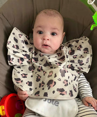 Waterproof Spill Baby Bib with Frills-
 These adorable and practical Bibs are perfect for fun and messy feeding time.Easy to wipe down and with a cod catch section - perfect for spills and to catch the f-Bijou Bubs