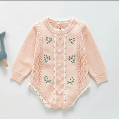 Emmaline Baby Girls Embroidered Cardigan Romper.