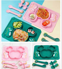 Silicone Feeding, Baby Silicone Feeding Set, Baby Bowl/Spoon and Fork -Delightful silicone baby feeding set.
Helps keep your loved little ones enjoy feeding time and be entertained with fun dinosaur.
Complete set for all you need ; incl-Bijou Bubs