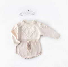 Stella - Baby Girl Knitted Heart Romper , size Newborn - 18 months.