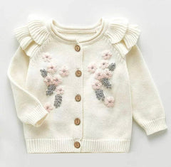 Emmaline Baby Girls Embroidered Cardigan Romper.