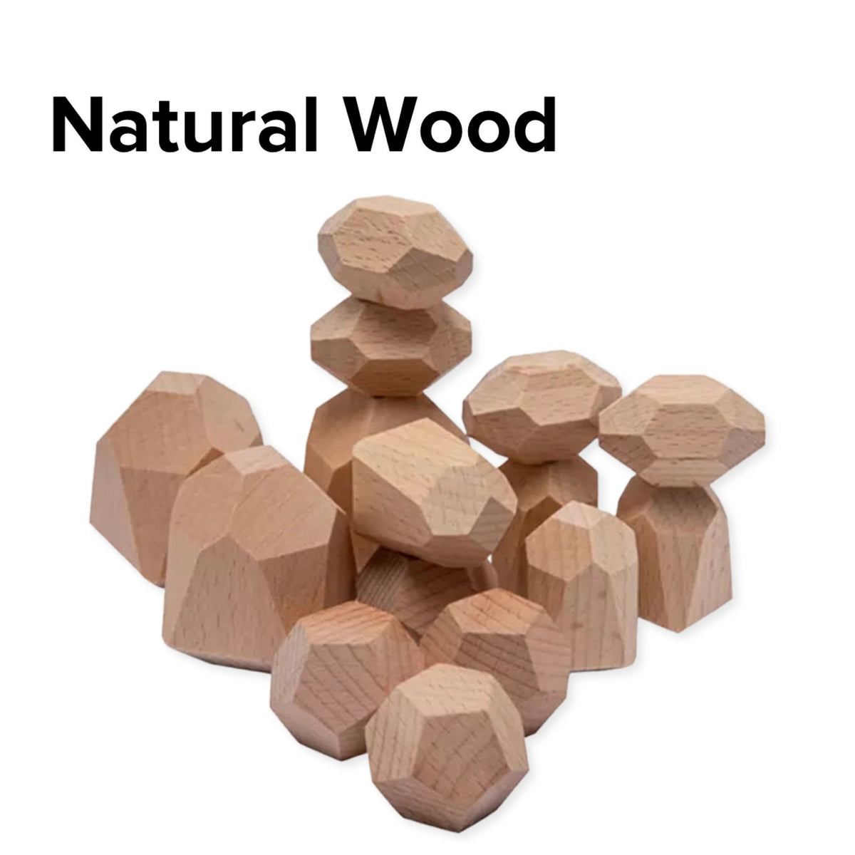 Wooden Montessori Baby Toys - Baby Toy Blocks - Wooden Baby Toys, Wood Balancing Blocks , Wooden toys,  Natural Wood Montessori Rocks.