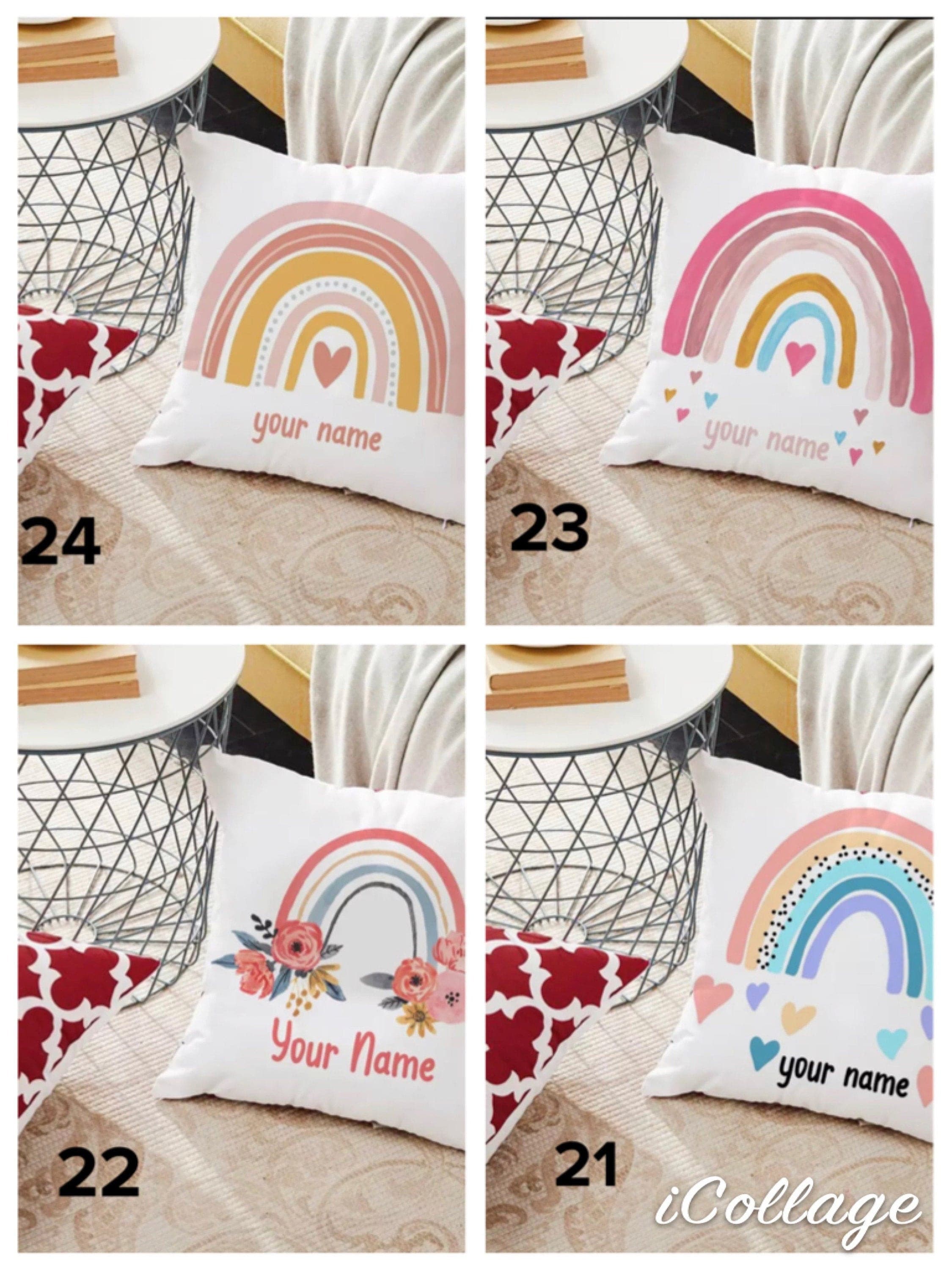 Personalised Rainbow Name Pillow.
