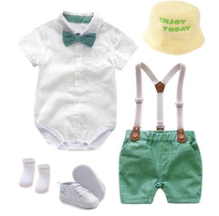 Byron Set - Baby Boy Gentleman Romper Suit with Bowtie Set in Newborn to 24 months.